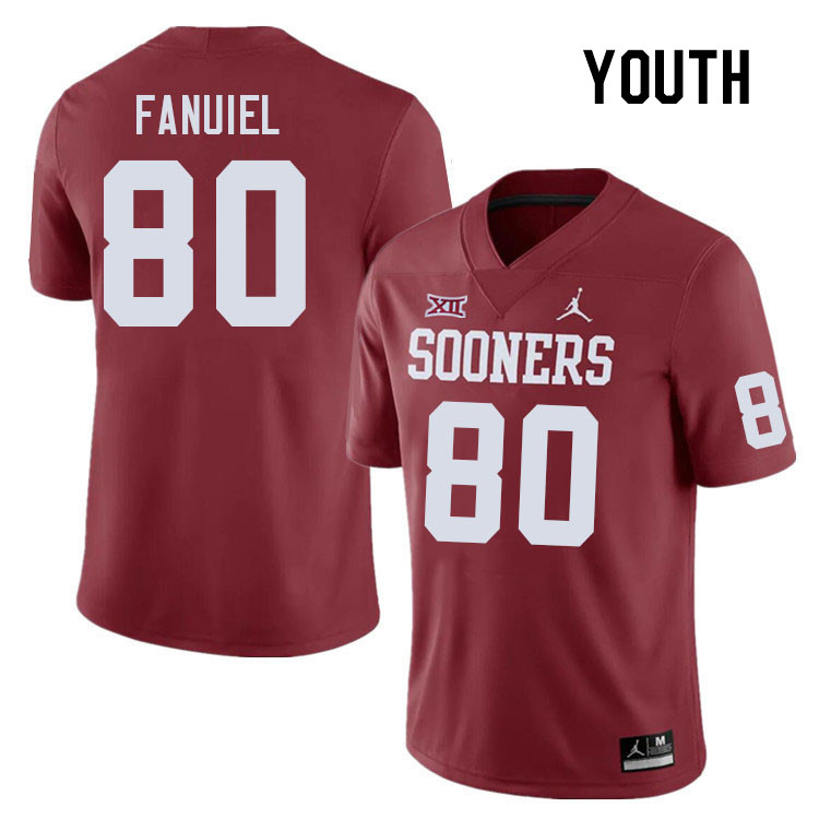 Youth #80 Josh Fanuiel Oklahoma Sooners College Football Jerseys Stitched-Crimson